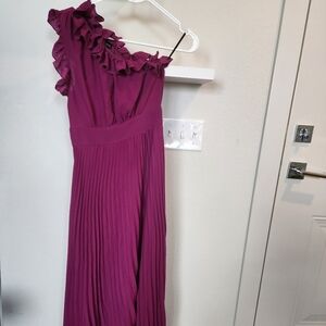 One strap fuchsia midi dress